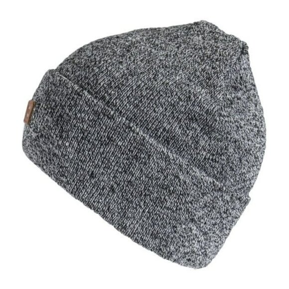 LEVI'S One Size Marl Grey All Season Leather Logo Patch Cuffed Knit BEANIE NWT - Picture 4 of 6